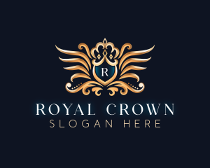 Crown Shield Wings logo design