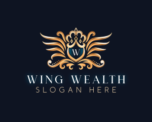 Crown Shield Wings logo design