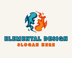 Water Fire Element logo design