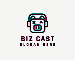 Headphone Pig Glitch Logo