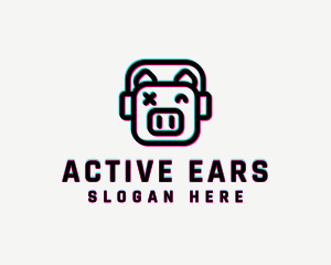 Headphone Pig Glitch logo