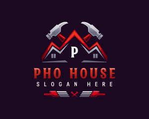 Property Hammer Paintbrush logo design