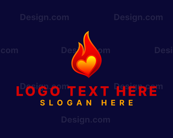 Hot Flame Heart Logo