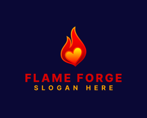 Hot Flame Heart logo design