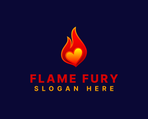 Hot Flame Heart logo design