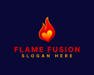 Hot Flame Heart logo design