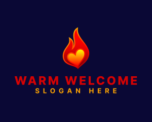 Hot Flame Heart logo design