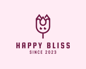 Happy Tulip Flower logo design