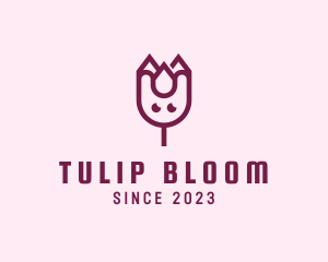 Happy Tulip Flower logo design