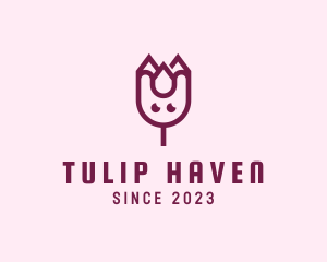 Happy Tulip Flower logo design