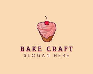 Heart Icing Cupcake logo design