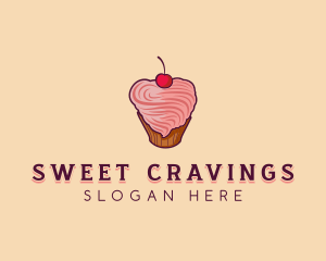 Heart Icing Cupcake logo design