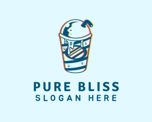 Blue Refreshment Glitch logo design