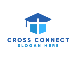 Graduation Cap Cross logo design