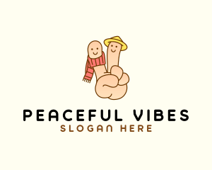 Peace Hand Sign People logo design