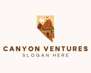 Nevada Map Mountain Canyon logo design