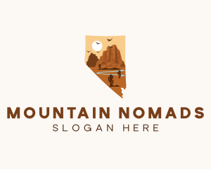 Nevada Map Mountain Canyon logo design