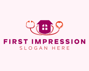 Heart Stethoscope House logo design