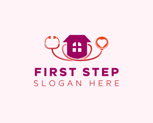 Heart Stethoscope House logo design