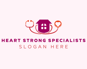 Heart Stethoscope House logo design