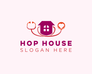 Heart Stethoscope House logo design