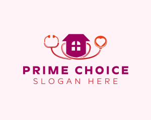 Heart Stethoscope House logo design