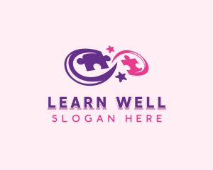 Jigsaw Puzzle Learning logo design