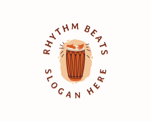 African Music Drum Instrument logo design