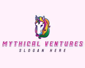 Rainbow Unicorn Pegasus logo design