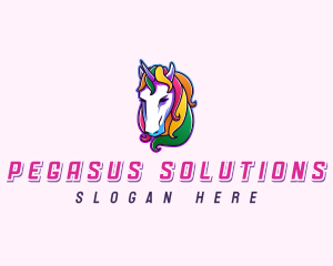 Rainbow Unicorn Pegasus logo design