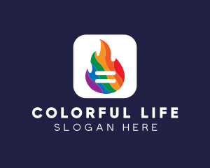 Colorful Flaming App logo design