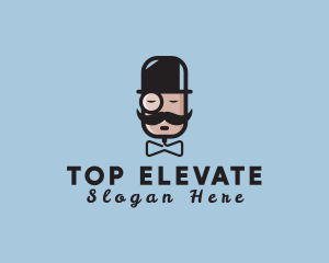 Gentleman Monocle Bowtie logo design