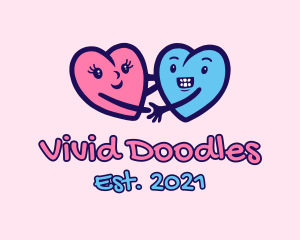 Couple Hearts Doodle  logo design