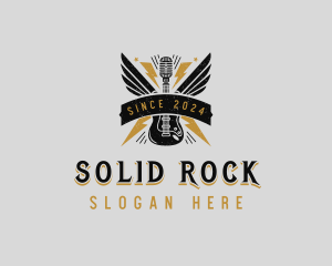 Guitar Microphone Rockstar logo design