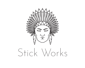 Pencil Native American logo design