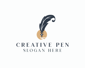 Elegant Writer Quill  logo design