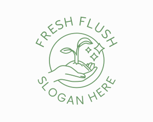 Hand Sprout Plant logo design