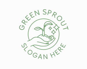 Hand Sprout Plant logo design