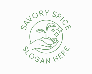 Hand Sprout Plant logo design