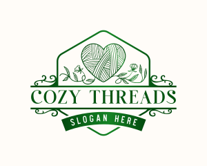 Floral Heart Yarn  logo design