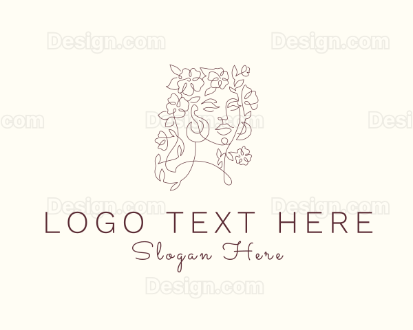 Beautiful Floral Woman Logo