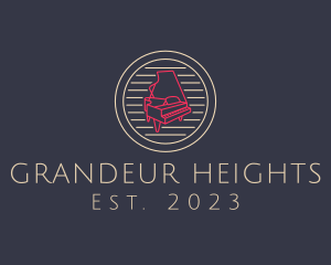 Neon Grand Piano Badge logo design