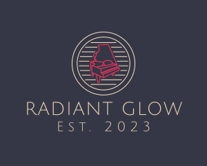 Neon Grand Piano Badge logo design