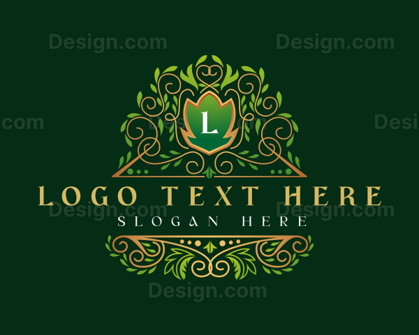 Luxury Royal Leaf Shield Logo