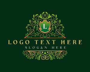 Luxury Royal Leaf Shield logo