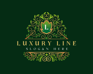 Luxury Royal Leaf Shield logo design