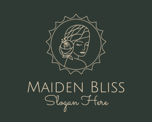 Flower Woman Hairdresser Badge logo design