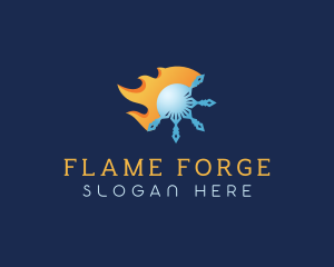 HVAC Snowflake Flame  logo design