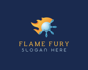 HVAC Snowflake Flame  logo design