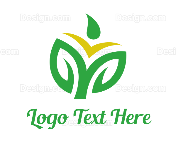 Rice Grain Leaf Outline Logo